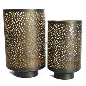 ชุดเชิงเทียนเหล็กทรงกลมสำหรับตกแต่งบ้าน2ชิ้นพร้อมที่จับภายในเคลือบด้วยผงสีดำและด้านนอก - Product Image 3