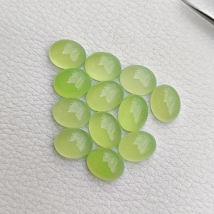 Cabujón Ovalado de Calcedonia Verde Natural de 9x11mm, Gema Suelta de Alta Calidad, Piedra de Nacimiento de Calcedonia, Productos de Joyería Más Vendidos - Product Image 1