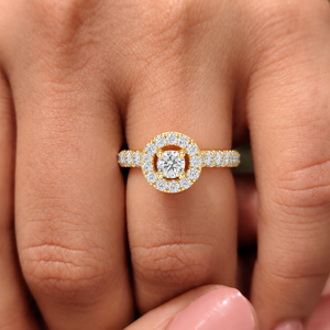 แหวนเพชรทรงกลมเพาะเลี้ยงในห้องปฏิบัติการ ทองคำแท้ 14K 18K ประดับเพชรทรงกลมแบบ Halo Pave น้ำหนัก 0.30 กะรัต DEF VVS แหวนแต่งงานสำหรับเจ้าสาว ขายส่ง - Product Image 2
