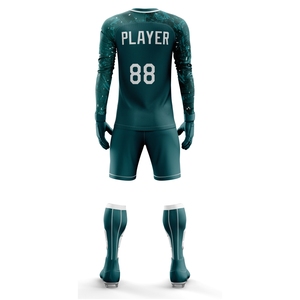 Ensemble de maillot de gardien de but de football personnalisé par sublimation, chemise et short rembourrés, respirant, vêtements de sport pour l'entraînement de l'équipe de football - Product Image 2