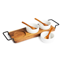 Plateau de service à copeaux et trempettes en bois avec 3 sections solide décor de comptoir de cuisine plateau de vanité Offre Spéciale bas prix meilleur pour un usage domestique