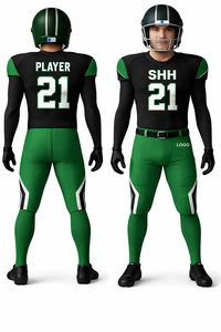 Ensemble de maillot et pantalon de football américain sublimé personnalisé SHH pour homme, noir et or, style ajusté, anti-humidité - Product Image 5