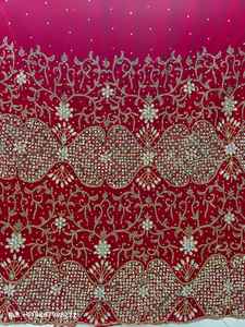 Tissu de luxe de haute qualité pour chemisier George en velours perlé, broderie, strass, franges, polyester écologique - Product Image 3