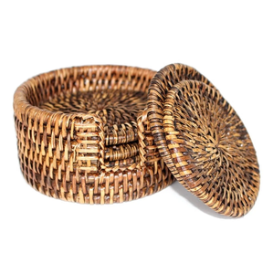 Rattan Coaster <b>Placemat</b> With Holder Dining Insulated Woven Basket BOHO Rattan Coaster Top Price - Product Image 5