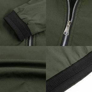 Chaqueta Bomber Azul Marino para Hombre, Corte Ajustado, Marca Mego Industry, con Cierre, Patrón Geométrico, Casual, Resistente al Viento, Transpirable, de Lona, para Otoño - Product Image 6