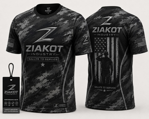 เสื้อยืด ZIAKOT รุ่นใหม่ ดีไซน์พิเศษสำหรับผู้ชาย ลายพรางสีดำ-เทา รุ่น Performance Salute To Service - Product Image 2