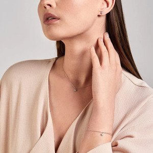 Collar de Lujo con Cadena de Longura Personalizada y Diamante Cultivado en Laboratorio de 14K, Corte Brillante Redondo, para Mujer - Product Image 2