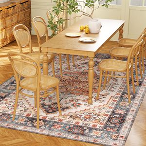 Tappeto a Pelo Lungo 4x6 Antiscivolo con Stampa Boho e Motivo a Medaglione, Marrone Fulvo, Lavabile in Lavatrice per Soggiorno e Camera da Letto - Product Image 1