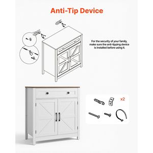 Mobile Bar Caffè in Stile Rustico con 2 Ante Scorrevoli e Cassetto, Credenza Buffet e Tavolo - Product Image 6