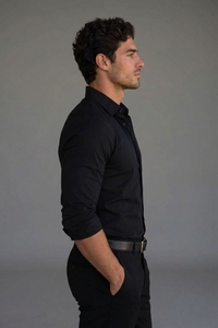 Men's <b>Black</b> <b>Button</b> <b>Down</b> <b>Dress</b> Shirt Full Sleeve Solid Poplin Cotton Anti-Wrinkle Smart Casual Turn-<b>down</b> Collar Autumn Wear - Product Image 3