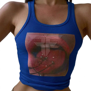 Women's Casual Vintage Printed Spice Girl Short Jersey Crop Tank Top Slim-Fit Anti-Pilling Crop Top - Product Image 1