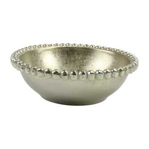 Bol en métal artisanal essentiel, écologique et durable, avec bord perlé poli, design glamour, pour servir les aliments et offrir en mariage - Product Image 3