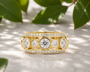 Bague d'éternité de luxe multi-rangs sertie de diamants de laboratoire ronds, en argent sterling 925, pour mariage, bijoux personnalisés en gros - Product Image 1