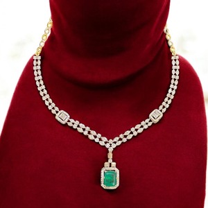 18K Two Tone Gold Round Baguette Cut Diamond Double Row Strand Chain Luxury <b>Statement</b> <b>Necklace</b> | Gift - Product Image 3