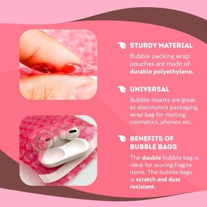 Confezione da 25 antistatico per buste a bolle rosa da 12X11.5 pollici sigillatura a buccia sacchetti a bolle impermeabili per elettronica cosmetici luce auto - Product Image 3