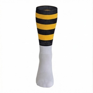 North Approach <b>Knee</b> <b>High</b> Striped <b>Socks</b> White Yellow Black Breathable Basketball <b>Socks</b> for Adults Summer - Product Image 1