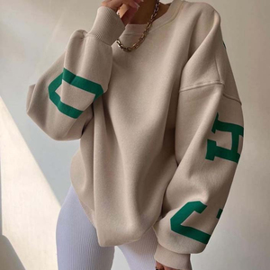 Sudaderas de Mujer 100% Algodón, Ligeras, de Secado Rápido, Cuello Redondo, Estilo Urbano, Logotipo Personalizado, Hombros Caídos, Servicio OEM, Gran Venta - Product Image 3