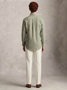 Chemise à manches longues unie pour homme Enovate, en lin tissé respirant 200g, vert pâle, idéale pour l'été et les occasions décontractées - Product Image 3