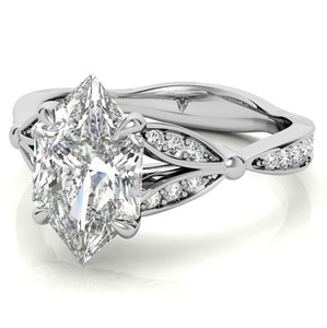 Bague de Fiançailles Vintage de Luxe en Moissanite Marquise Néerlandaise, Sertie à Griffes, en Argent Sterling 925 Plaqué Or Blanc, pour Mariage et Promesse - Product Image 3