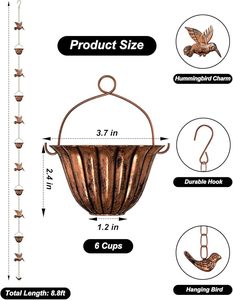 Cadena de lluvia metálica decorativa de marca privada para colgar en jardines, techos, drenaje de agua de lluvia, uso en exteriores y hogares. - Product Image 4