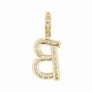 Pendentif initial B en or jaune massif 10K avec diamant véritable taille brillant rond, breloque lettre de 1,5 po, 1 carat, bijoux personnalisés hip-hop pour homme - Product Image 3