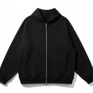 Sudadera con capucha negra de ajuste cómodo con cremallera |   Tela de Forro Polar Duradera y Suave |   Estilo Unisex - Product Image 1