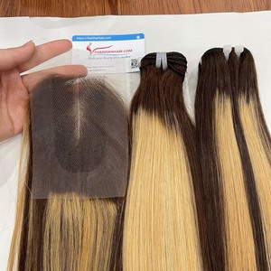 Extensions de cheveux Remy vierges de haute qualité 100 %, double trame, closure, mèches lisses, cheveux vietnamiens Thanh, toutes couleurs, 100g - Product Image 2
