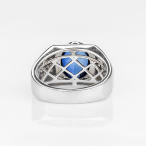 Majestic <b>Mens</b> 925 Sterling <b>Silver</b> Sapphire Cocktail <b>Ring</b> Shield Shape Pave Setting Classic Everyday Wear Fine Jewelry Gift - Product Image 3