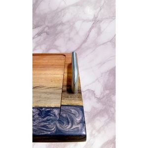 Luxury Wooden Epoxy Resin Serving <b>Tray</b> with Stainless Steel Handles Handmade Coffee & Snack <b>Tray</b> - Product Image 4