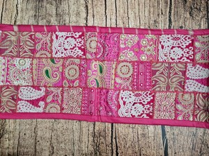 Bohemian Printed Table <b>Runner</b> Pink Paisley Pattern Polyester <b>Washable</b> Home Decor India Made - Product Image 4