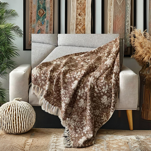 Manta de Sofá de Algodón Ecológica de Lujo Hecha a Mano para Navidad, con Estampado a Bloque, Tejida, Ligera, con Borlas, Súper Suave - Product Image 1