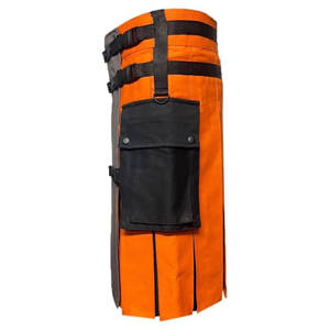 Kilt écossais gris et orange pour homme, style utilitaire, kilt moderne des Highlands, mode 2026 - Product Image 5