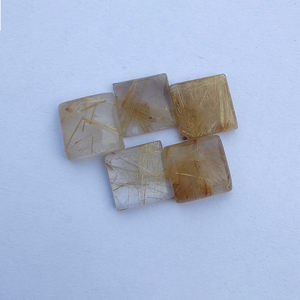 Gema Cabujón Cuadrada de Rutilo Dorado, Piedra Suelta Calibrada Natural para Joyería al por Mayor - Product Image 3