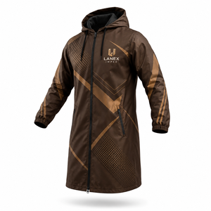 Veste de pluie imperméable longue à capuche marron personnalisée, coupe-vent et respirante, pour hommes et femmes, randonnée, pêche, camping, OEM - Product Image 1