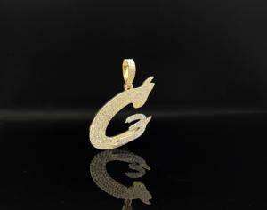 Pendentif Lettre G Nova en Acier Inoxydable Plaqué Argent avec Diamants CZ Glacés Personnalisés Ice Legacy, Micro-Pavé de Cristaux et Strass, Cadeau Hip Hop - Product Image 1