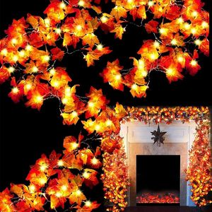 6-Pack Thanksgiving Decorations 60Ft 120LED Battery Operated Fall Home <b>Lights</b> Enlarged Maples <b>Leafs</b> Christmas Garlands Wreaths - Product Image 1