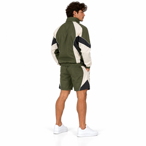 Custom Men Short Set Windbreaker Hooded <b>Jacket</b> Athletic Shorts Set Reflective Piping Custom Men's Streetwear Short Tracksuit - Product Image 6
