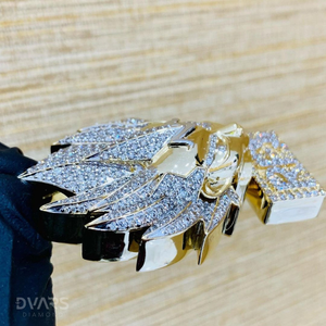 Pendentif pour homme en argent 925 avec visage de Goku en 3D glacé, micro-incrusté de zircon, plaqué or 18 carats, certifié GCI IDGL, luxe - Product Image 2