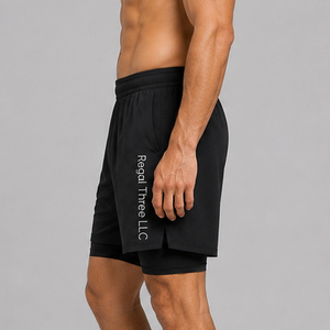 Custom Printed <b>Compression</b> Double Layer <b>Shorts</b> <b>Men</b> Sport Training Mid Waist <b>Shorts</b> 2 in 1 Quick Dry 220 GSM Workout Wear <b>Shorts</b> - Product Image 4
