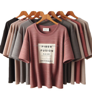 T-shirts en coton tricoté léger de grande taille respirant à manches courtes et à séchage rapide anti-boulochage caractéristique motif imprimé solide coupe ample - Product Image 2