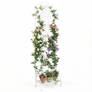 Traliccio da Giardino in Metallo per Esterni 75 x 20 Pollici con Ripiano Inferiore Pieghevole per Piante Rampicanti - Product Image 4