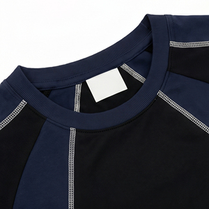 2026 Wholesale OEM Men's Mesh Panel Oversized T-<b>Shirt</b> Cotton Poly Blocked Sports Tee Custom Logo T <b>Shirt</b> - Product Image 4