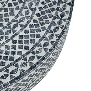 Tavolino da Caffè 35x35x16 in Materiale Capiz Grigio Nero Avorio con Base a Piedistallo Dorato - Product Image 5