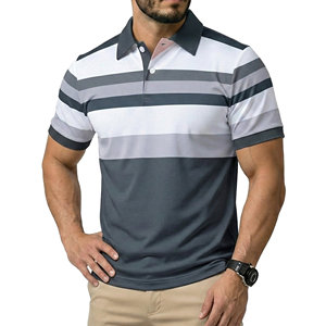Polo de sport pour hommes en gros, manches courtes, color block, coupe athlétique, respirant, personnalisable - Product Image 2