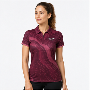 Polo de Manga Corta Color Borgoña para Mujer con Logotipo Personalizado, Secado Rápido, Sublimación, Ropa Deportiva de Golf - Product Image 3