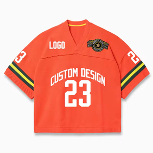 Custom Logo Printed V Neck Short Sleeve Mesh Football Jersey Crop Knit Anti-Bacterial Quick Dry Summer <b>Men</b> - Product Image 5