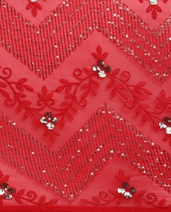 KV <b>Red</b> Soft Georgette Saree With Embroidery Silk Unstitched <b>Blouse</b> - Product Image 3