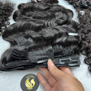 Nouvelle tendance 100% extensions de cheveux naturels à clipser en vague de corps cheveux humains vierges bruts de couleur naturelle - Product Image 3