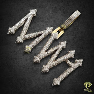 Luxury Arrow Style Name <b>Chain</b> <b>Iced</b> <b>Out</b> Lab Grown Diamond Pendant Hip Hop Statement Jewelry - Product Image 6