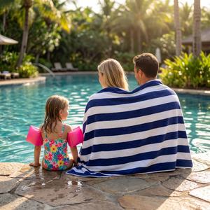 Toalla de Piscina Premium con Rayas Estilo Cabana, 100% Algodón, Gruesa y Absorbente, para Resort o Playa, Cualquier Color, Logotipo Personalizado, Suministros para Hoteles al por Mayor - Product Image 2